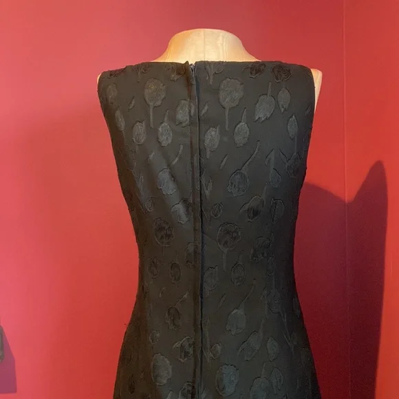 Vintage Esprit Black Floral Shift Dress Medium - Picture 4 of 6